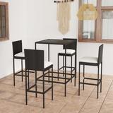 vidaXL 5 Piece Patio Bar Set with Cushions Poly Rattan Black