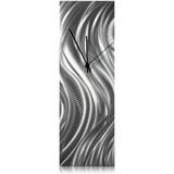 Helena Martin 'Silver River Desk Clock' 6in x 18in x 6in Modern Table Clock on Natural Aluminum