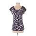 Calvin Klein Short Sleeve Top Purple Color Block Scoop Neck Tops - Women's Size Small