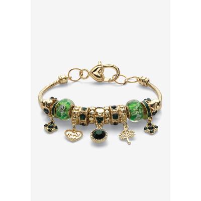 Women's Goldtone Antiqued Birthstone Bracelet (13mm), Round Crystal 8 inch Adjustable by PalmBeach Jewelry in May