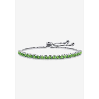 Women's Silver Tone Bolo Bracelet (4mm), Simulated Birthstone 9.25" Adjustable by PalmBeach Jewelry in August