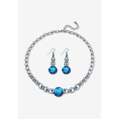 Women's Silver Tone Collar Necklace and Earring Set, Simulated Birthstone by PalmBeach Jewelry in September