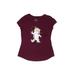 Justice Short Sleeve T-Shirt: Burgundy Solid Tops - Kids Girl's Size 14