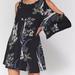 Free People Dresses | Free People Cold Shoulder Tie Shoulder Clear Skies Tunic Dress Boho Nwt Small | Color: Black/Blue | Size: S