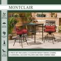 Montclair 3-Piece High-Dining Set in Chili Red with 2 Swivel Chairs and a 33-Inch Square Table - Hanover MCLRDN3PCBRSW2-CHL