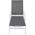 Naples Adjustable Sling Chaise in Gray Sling and White Frame - Hanover NAPLESCHS-W-GRY