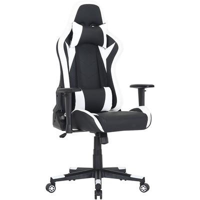 Commando Ergonomic Gaming Chair in Black and White with Adjustable Gas Lift Seating, Lumbar and Neck Support - Hanover HGC0114
