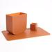 Global Views Radius Edge Leather Wastebasket-Orange Wood/Leather in Brown | 12.5 H x 12.5 W x 6.37 D in | Wayfair 9.93744