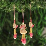 The Holiday Aisle® 3 Piece Finial Ornament Set Fabric in Pink | 6 H x 1.8 W in | Wayfair 2761B2D2D06E4D8082B950C0E925CC7C