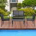 Latitude Run® 4 Pieces Outdoor Garden Patio Conversation Sets w/ Lawn Chairs & Glass Coffee Table () Metal in Black | Wayfair