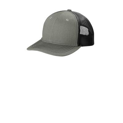 Port Authority YC112 Youth Snapback Trucker Cap in Heather Grey/Black size OSFA | Cotton