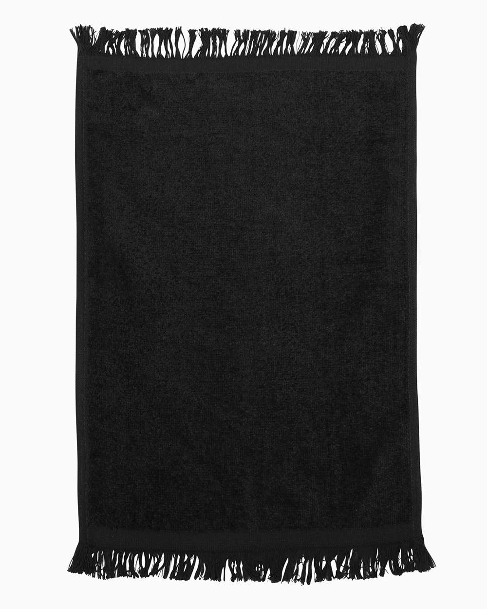 Q-Tees T100 Fringed Fingertip Towel in Black | Cotton