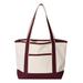 Q-Tees Q125800 20L Small Deluxe Tote Bag in Natural/Maroon | Canvas