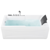 Whirlpool-Badewanne Weiß Acryl 169 cm Rechteckig Rechtsseitig mit LED Farblichttheraphie Armatur Kopfstütze Modern Bad Badezimmerausstattung