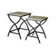 Modern Rubbin Solid Wooden Table Top and Metal Base Nest of Two Nested Tables Set in Two Different Sizes Used as Coffee Tables, Side Table