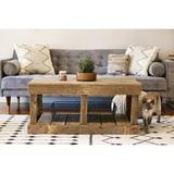 Natural Unfinished Double Storage Slatted Coffee Table