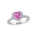 Belk & Co Lab Created 1/10 Ct Tw Diamond And Created Pink Sapphire Heart Halo Ring In Sterling Silver, White, 8