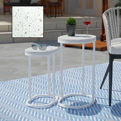 Vicanno Terrazzo Outdoor Nesting Tables 2Pc Set by SEI Furniture in White