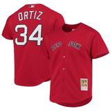 Men's Mitchell & Ness David Ortiz Red Boston Sox Cooperstown Collection Mesh Batting Practice Button-Up Jersey
