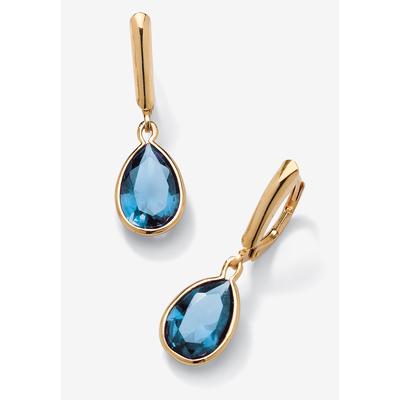Women's Gold over Sterling Silver Drop EarringsPear Cut Simulated Birthstones by PalmBeach Jewelry in March