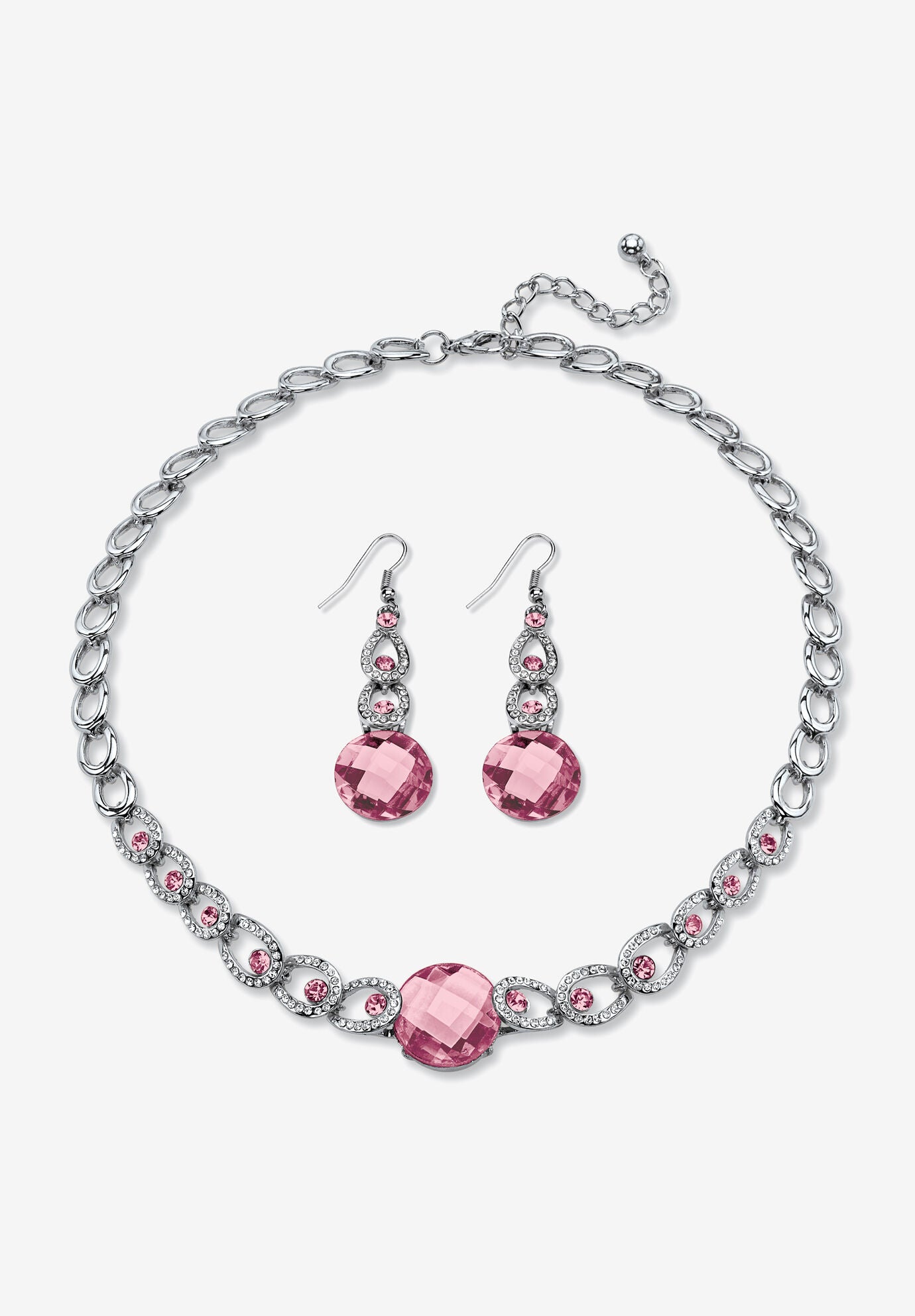 Women's Silver Tone Collar Necklace and Earring Set, Simulated Birthstone by PalmBeach Jewelry in June