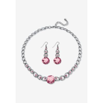 Women's Silver Tone Collar Necklace and Earring Set, Simulated Birthstone by PalmBeach Jewelry in June