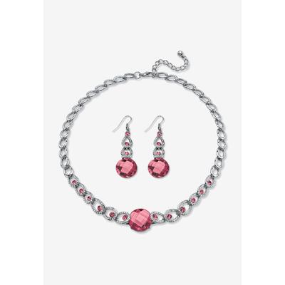 Women's Silver Tone Collar Necklace and Earring Set, Simulated Birthstone by PalmBeach Jewelry in October