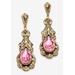 Women's Gold Tone Antiqued Oval Cut Simulated Birthstone Vintage Style Drop Earrings by PalmBeach Jewelry in June