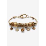 Women's Goldtone Antiqued Birthstone Bracelet (13mm), Round Crystal 8 inch Adjustable by PalmBeach Jewelry in November