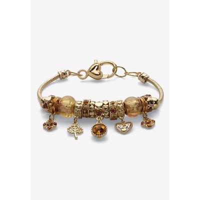 Women's Goldtone Antiqued Birthstone Bracelet (13mm), Round Crystal 8 inch Adjustable by PalmBeach Jewelry in November
