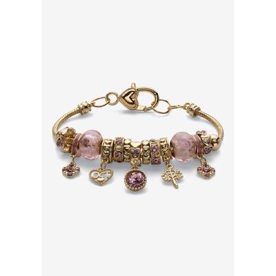 Women's Goldtone Antiqued Birthstone Bracelet (13mm), Round Crystal 8 inch Adjustable by PalmBeach Jewelry in October