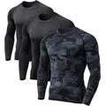 TSLA Men's Cool Dry Fit Long Sleeve Compression Shirts, Athletic Workout Shirt, Sports Base Layer T-Shirt, Core 3pack Shirts Black/Black/Woodland Black, XL