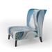 Slipper Chair - East Urban Home White Flower on Blue II - Farmhouse Upholstered Slipper Chair in Black/Blue/Brown | 32 H x 21 W x 25 D in | Wayfair