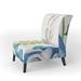 Slipper Chair - East Urban Home Blue Columbine Flowers w/ Butterfly - Cabin & Lodge Upholstered Slipper Chair in Black/Blue/Brown | Wayfair