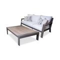 Signature Design by Ashley Tropicava Outdoor Sofa w/ Coffee Table Plastic in Brown | 36 H x 82.88 W x 34.5 D in | Wayfair PKG013857