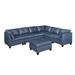 Multi Color Reclining Sectional - Latitude Run® 132" Wide Leather Match Reversible Modular Corner Sectional w/ Ottoman Leather Match | Wayfair