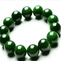 Bracelet perlé en pierre de jade véritable vert naturel pour hommes et femmes bracelet élastique