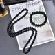 Collier de perles d'onyx noir 8mm ensemble de bracelets 10mm pour hommes et femmes ras du cou