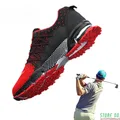 Chaussures de golf respirantes pour hommes rouge noir extérieur légères baskets de golf de