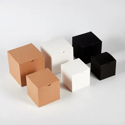 Boîte cadeau Kraft carrée multi-taille 20/50 pièces noir blanc marron emballage pliable boîte