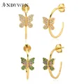 ANDYWEN – boucles papillon arc-en-ciel en argent Sterling 925 17mm Piercing Clips pendientes