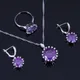 Fabuleux ensemble de bijoux en argent CZ rond violet cubique blanc boucles d'oreilles