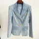 Blazer en denim jacquard monogramme pour femme veste de créateur double boutonnage boutons de