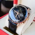Reef Tiger-Montre habillée de luxe pour homme montre automatique bracelet en cuir marron or rose