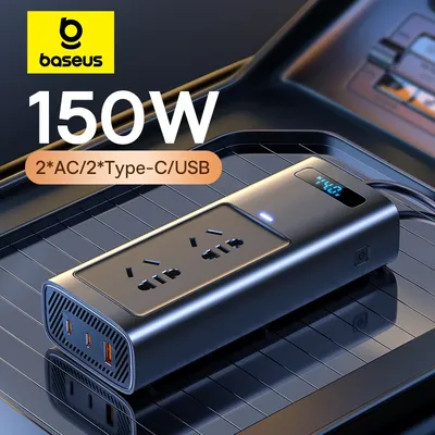 Baseus – onduleur de voiture 12V DC à 220V AC 150W convertisseur automatique de Type C USB