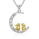 Je t'aime jusqu'à la lune et le dos collier pour femme argent regardé 925 double lapin bijoux