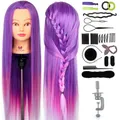 NEVERLAND-Tête de Mannequin Colorée de 30 Pouces Violet Arc-en-ciel Cheveux Longs Tête