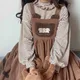 Robe mi-longue en velours côtelé avec poche en peluche pour femme broderie douce d'ours japonais