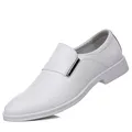 Chaussures en cuir blanc respirant pour hommes chaussures derby d'affaires formelles chaussures