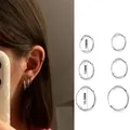 Boucles d'oreilles classiques pour femmes et filles créoles simples couleur or cercle rond Clip